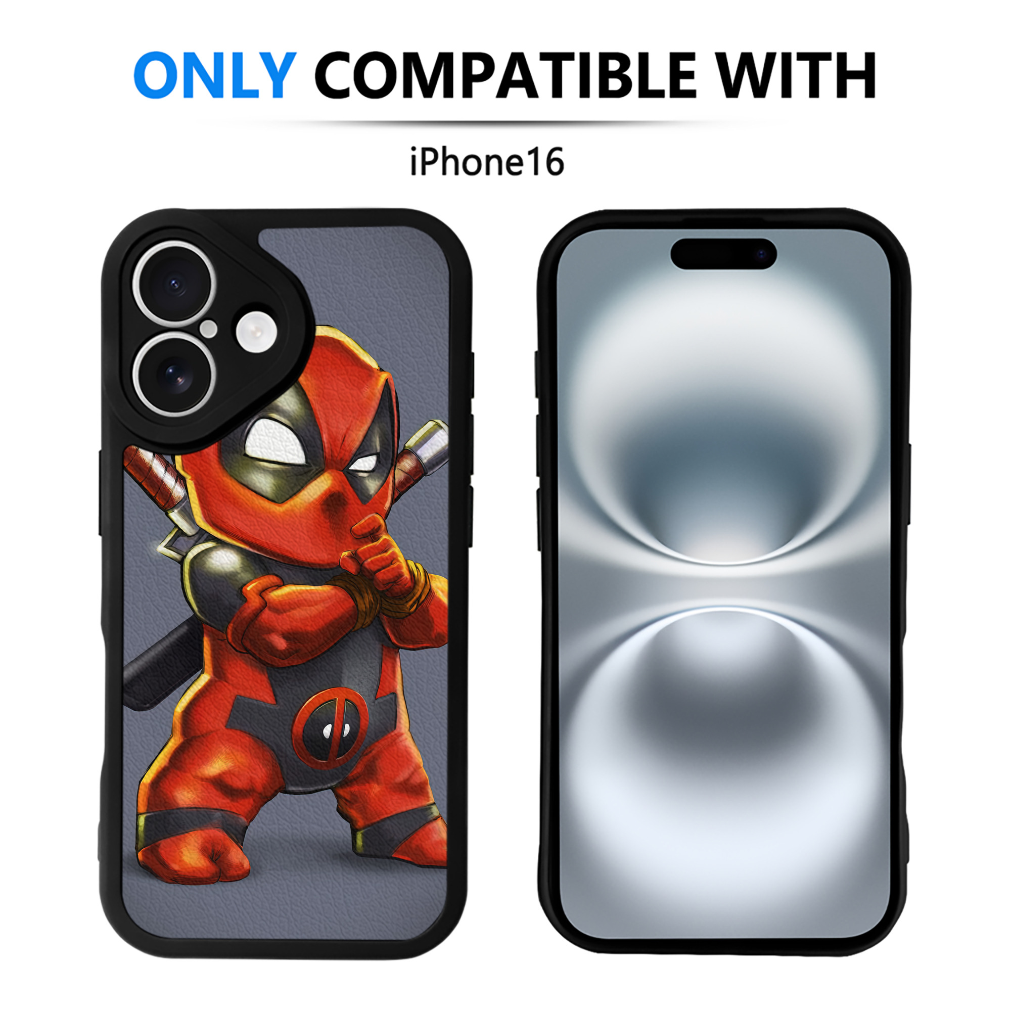 （画像用） Deadpool デッドプール 【iPhone 16シリーズ対応】シリコンスマホケース（レザー調） 材質：シリコン